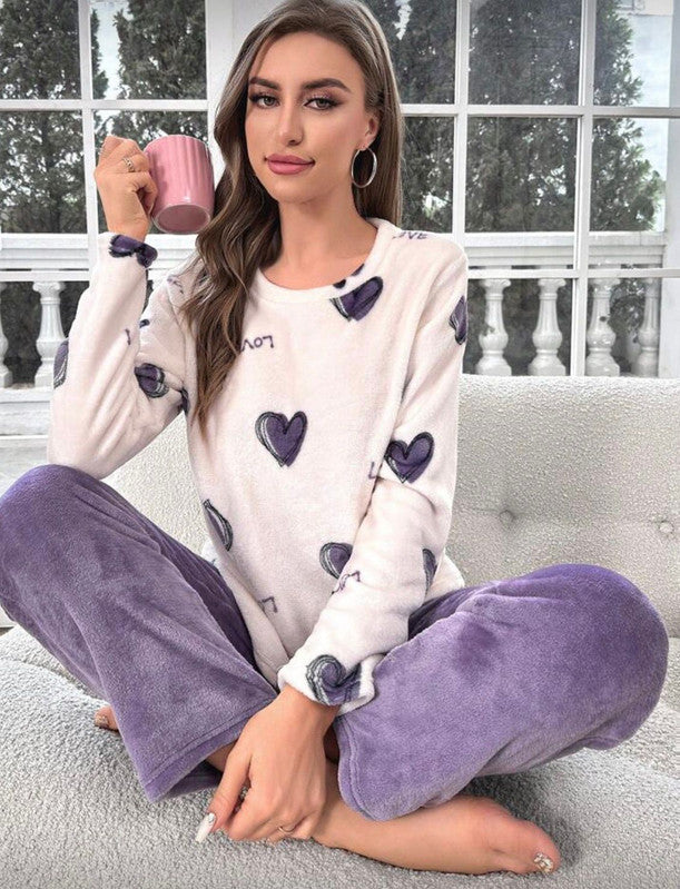 Pijama franela corazones